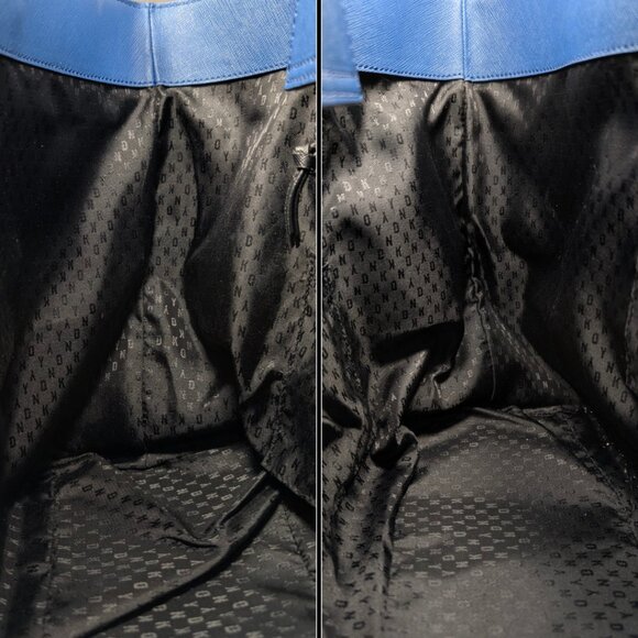 DKNY Blue Black Color Block PVC Bryant Park Large Lined Tote Bag - Picture 8 of 9